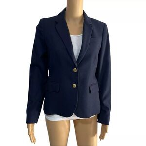 J.CREW Wool Viscose Blend Women Blazer Size 4 Navy Blue Business Blazer